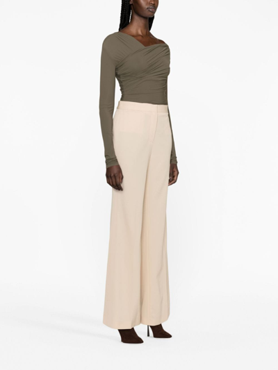 Shop Stella Mccartney Tailored Flared Stretch-wool Trousers In Neutrals