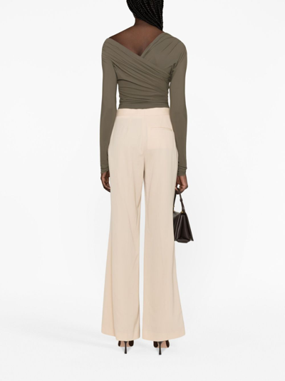 Stella Mccartney Tailored Flared Stretch-wool Trousers In Neutrals