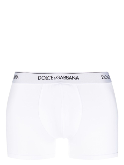 Dolce & Gabbana Logo-waist Cotton Boxer Briefs (set Of Two) In White