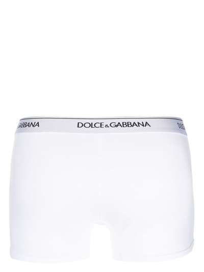 Shop Dolce & Gabbana Logo-waist Cotton Boxer Briefs (set Of Two) In White