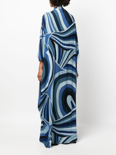 Shop Pucci Iride-print Maxi Dress In Blue