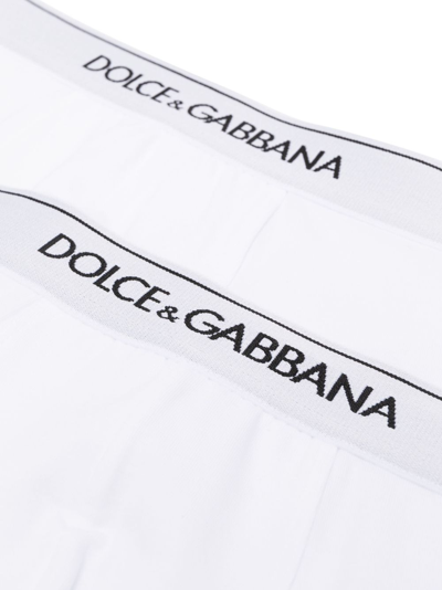 Shop Dolce & Gabbana Logo-waist Cotton Boxer Briefs (set Of Two) In White
