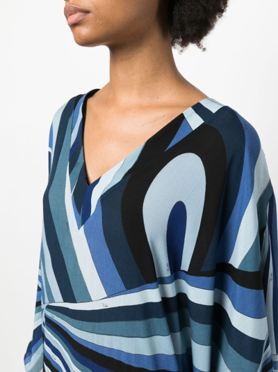 Shop Pucci Iride-print Maxi Dress In Blue