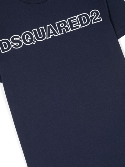 Shop Dsquared2 Logo-print Cotton T-shirt In Blue