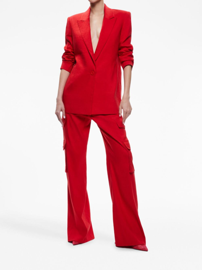 Shop Alice And Olivia Johanna Linen-blend Blazer In Red