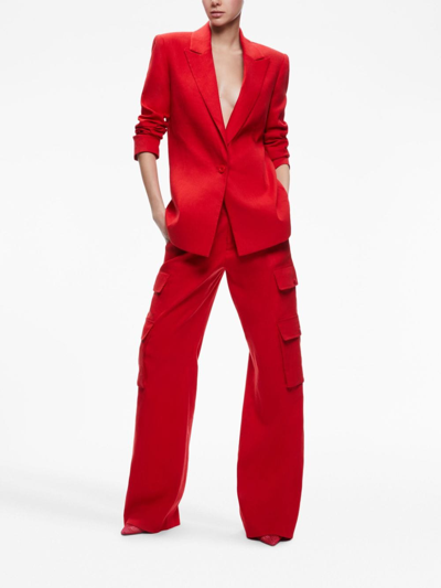 Shop Alice And Olivia Johanna Linen-blend Blazer In Red