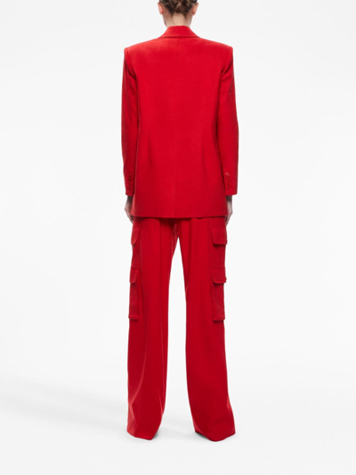 Shop Alice And Olivia Johanna Linen-blend Blazer In Red