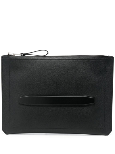 Shop Tom Ford Leather Clutch Bag In Black