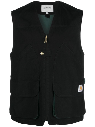 Shop Carhartt Heston Panelled Utility Vest In Black