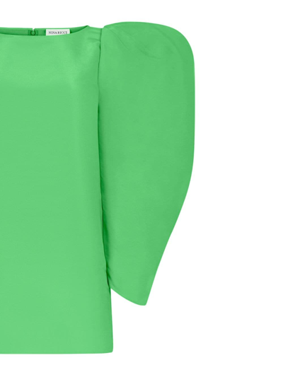 Shop Nina Ricci Long Puff-sleeves Minidress In Green