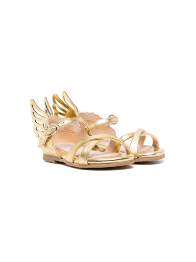 Shop Sophia Webster Mini Butterfly-detail Flat Sandals In Gold