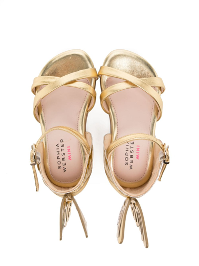 Shop Sophia Webster Mini Butterfly-detail Flat Sandals In Gold