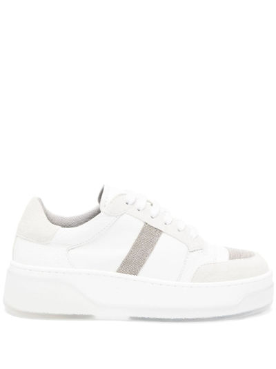 Shop Fabiana Filippi Glitter-detail Low-top Sneakers In White