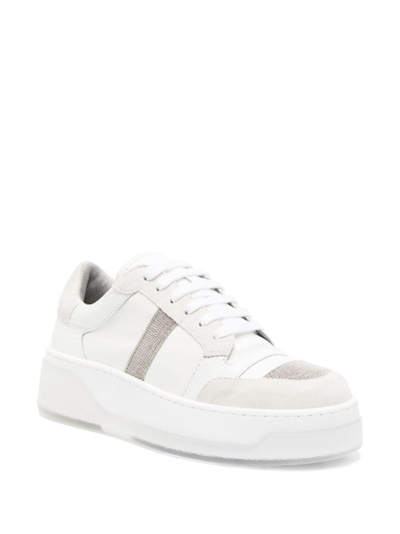 Shop Fabiana Filippi Glitter-detail Low-top Sneakers In White