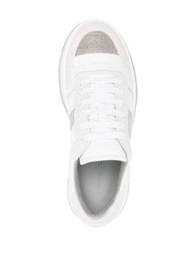 Shop Fabiana Filippi Glitter-detail Low-top Sneakers In White