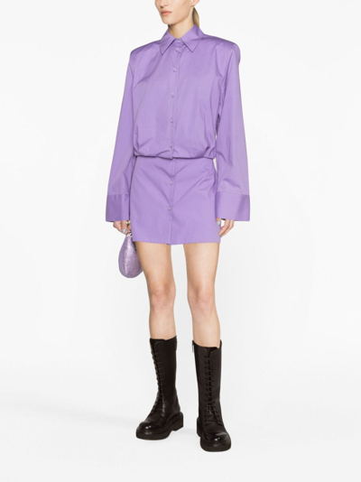Shop Attico Structured Cotton Shirt Dress In Purple