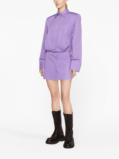 Shop Attico Structured Cotton Shirt Dress In Purple