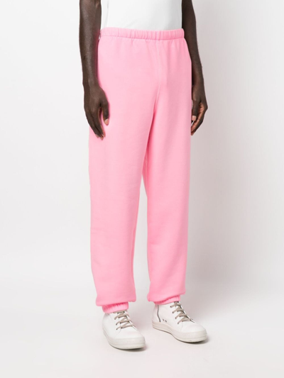Shop Erl Raised-logo Fleece Track Pants In Pink