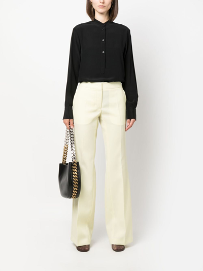 Shop Stella Mccartney Band-collar Silk Blouse In Black