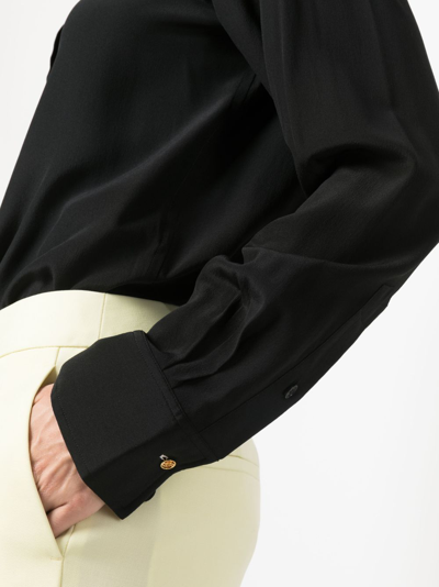 Shop Stella Mccartney Band-collar Silk Blouse In Black