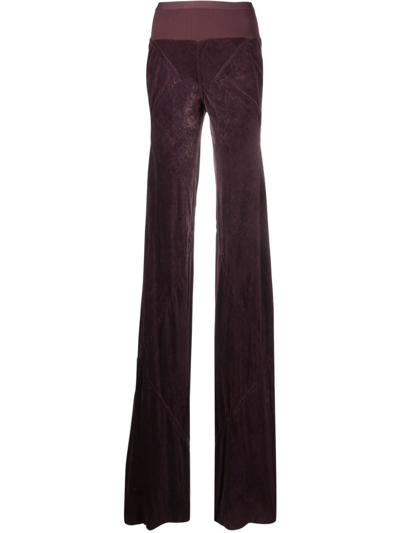Shop Rick Owens Hammered-velvet Trousers In Purple