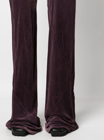 Rick Owens Bias Wide Waistband Velvet Knit Pants In Purple