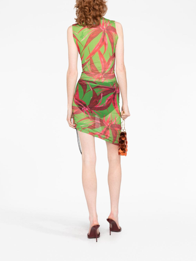 Shop Louisa Ballou Botanical-print Asymmetric Dress In Green