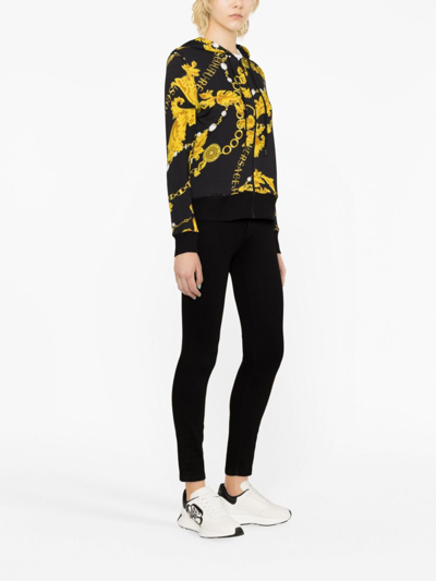Shop Versace Jeans Couture Chain Couture-print Cotton Hoodie In Black
