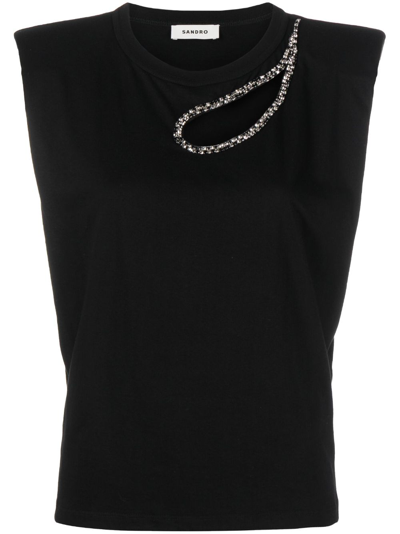 Shop Sandro Cut-out Tank Top In Black