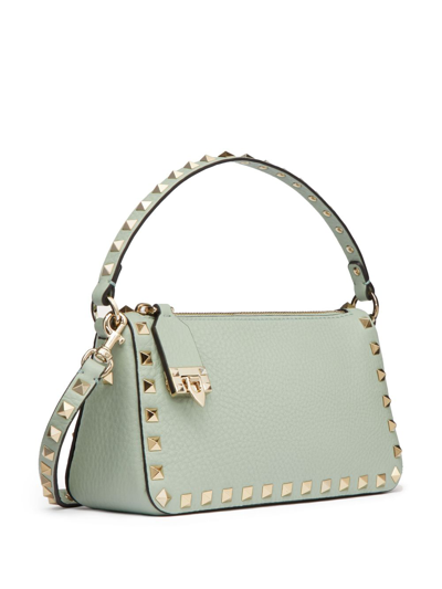 Shop Valentino Small Rockstud Leather Crossbody Bag In Green