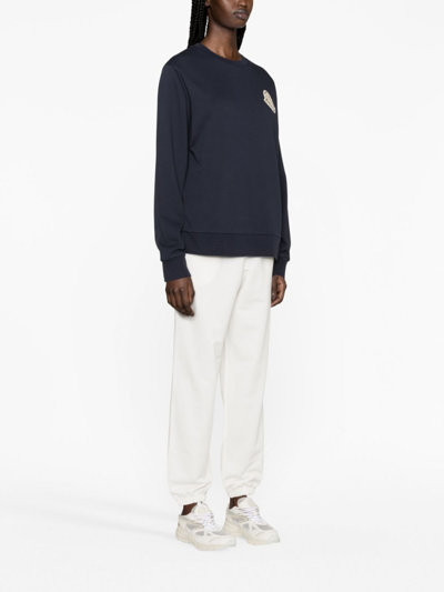 Shop Moncler Logo-patch Cotton-blend Sweatshirt In Blue