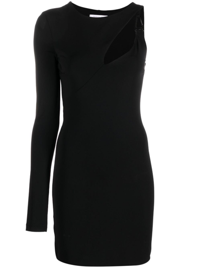 Shop Patrizia Pepe Cut-out Detail Jersey Minidress In Black