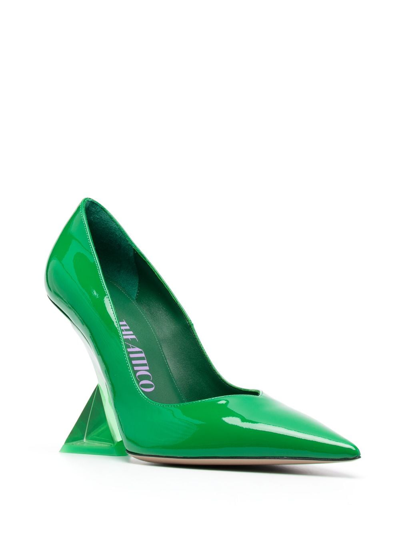 Attico 105mm Cheope Patent Leather Pumps In Green