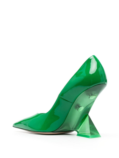 Attico 105mm Cheope Patent Leather Pumps In Green
