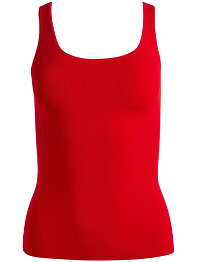 Shop Alice And Olivia Daryn Scoop-neck Knitted Top In Red