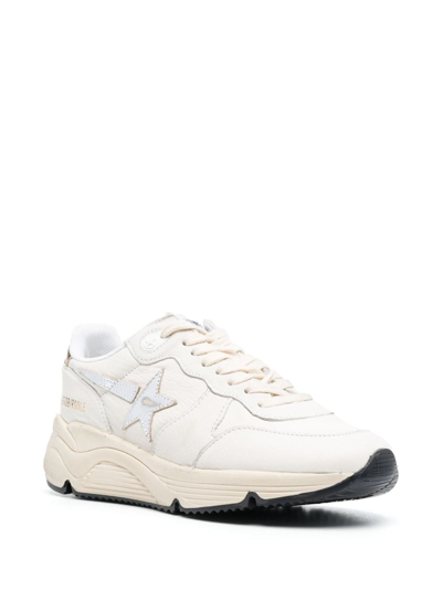 Golden Goose Running Sole Mixed Leather Sneakers In White