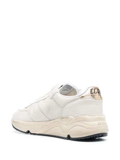 Golden Goose Running Sole Mixed Leather Sneakers In White