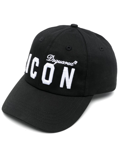 Shop Dsquared2 Icon Appliqué Embroidered-slogan Cap In Black