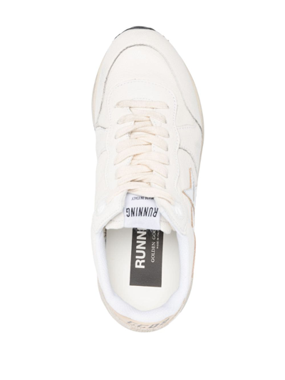 Golden Goose Running Sole Mixed Leather Sneakers In White