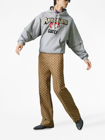 Shop Gucci Logo-patch Jersey-fleece Sweatshirt In Grey