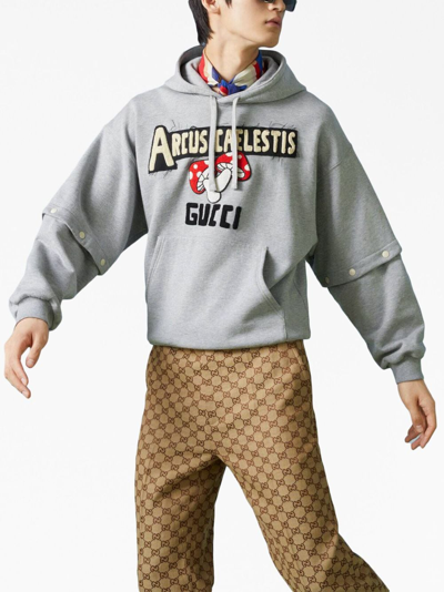 Shop Gucci Logo-patch Jersey-fleece Sweatshirt In Grey