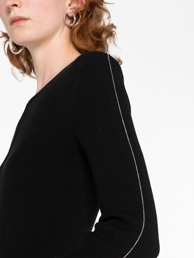 Shop Peter Do Ribbed-knit Stripe-detail Knitted Top In Black