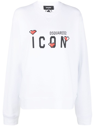 Shop Dsquared2 Icon-print Cotton Sweatshirt In White