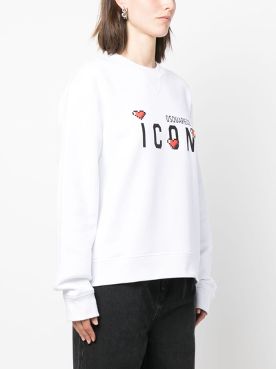 Shop Dsquared2 Icon-print Cotton Sweatshirt In White