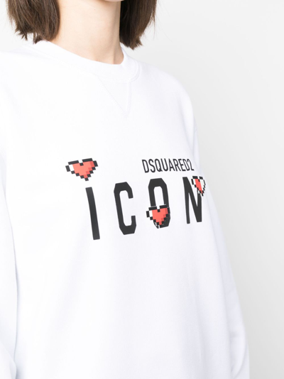 Shop Dsquared2 Icon-print Cotton Sweatshirt In White