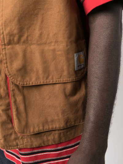 Shop Carhartt Heston Panelled Utility Vest In Brown