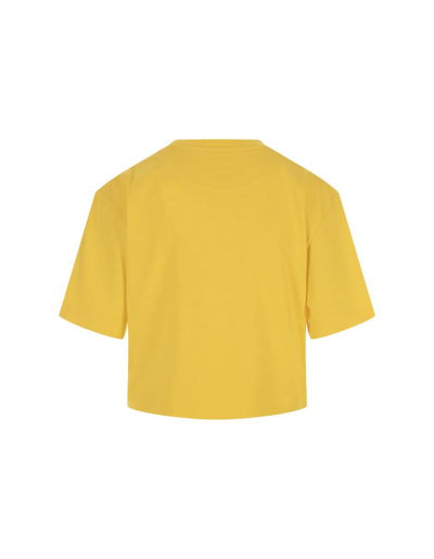 Shop Rabanne Paco  Crop T-shirt With Logo In Yellow