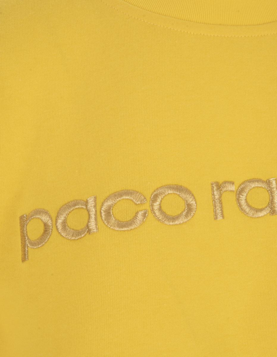 Shop Rabanne Paco  Crop T-shirt With Logo In Yellow