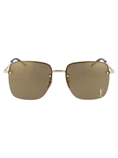 Shop Saint Laurent Sunglasses In 006 Gold Gold Brown