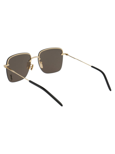 Shop Saint Laurent Sunglasses In 006 Gold Gold Brown